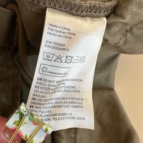 H&M | Womens Army Green Cotton Twill Bird Flower Bee Patch Bomber Jacket Small - Picture 14 of 15